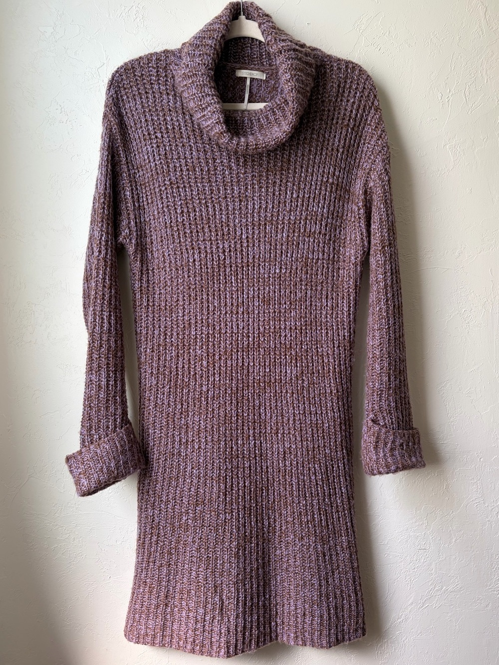 Stitchdrop Mauve Purple Long Knit Turtleneck Sweater Dress L